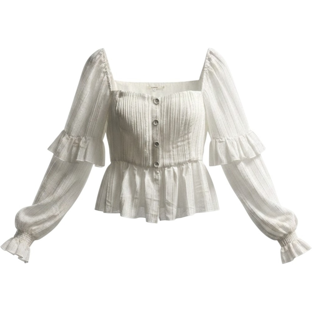Tularosa Top White Milkmaid Ruffle Size M Ren Fair Coquette Renaissance Peasant